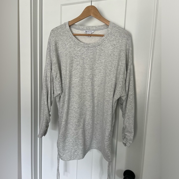 Athleta: Lombard Ruched Gray Crew Neck Sweatshirt: Size Large - Picture 3 of 9